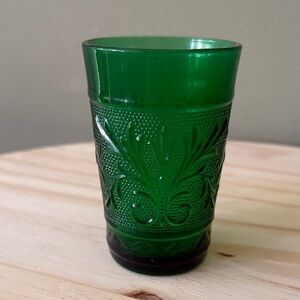Anchor Hocking Emerald Green Embossed Glass Tumbler